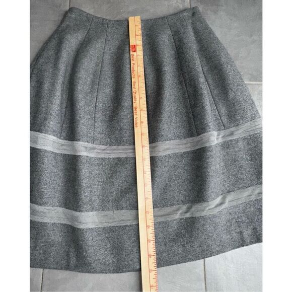 MADEWELL Heather Gray Structured Wool TURNOUT SKIRT Mesh Inset Full Flare Size 0 - Picture 8 of 10